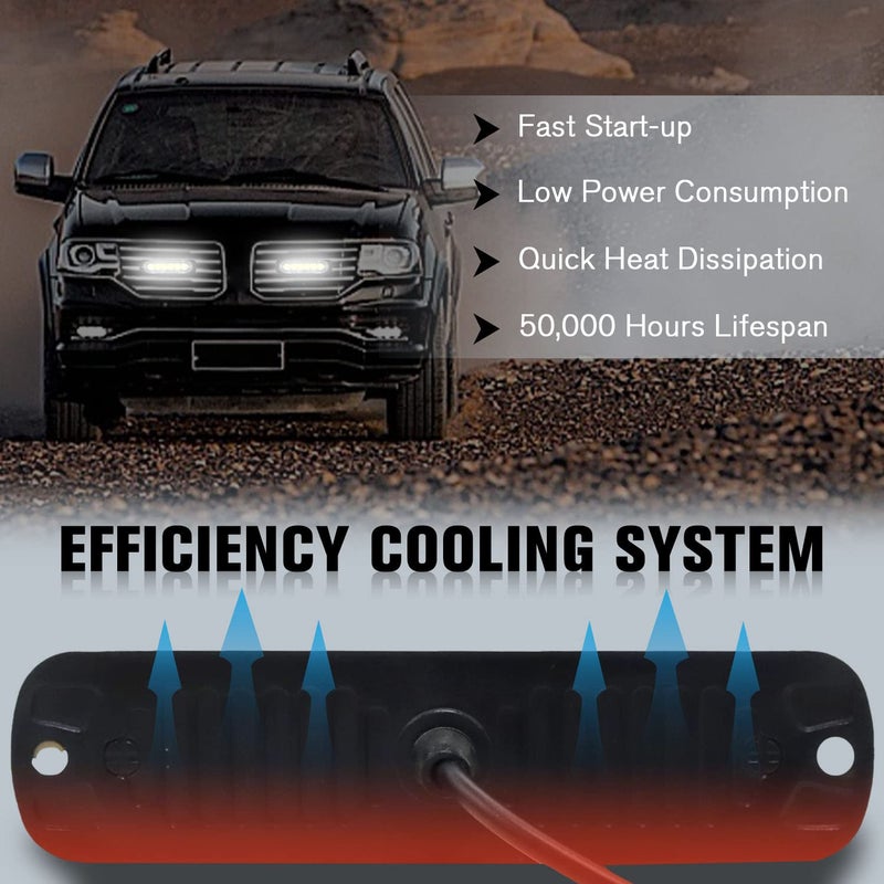DIBMS LED Emergency Strobe Lights Bar 8x White 6 LED Strobe Warning Emergency Flashing Light Caution Construction Hazard Light Bar For Car Truck Van Off Road Vehicle ATV SUV Surface Mount - Image 3